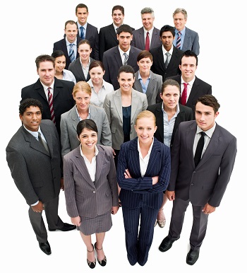 group of employees smiling at camera