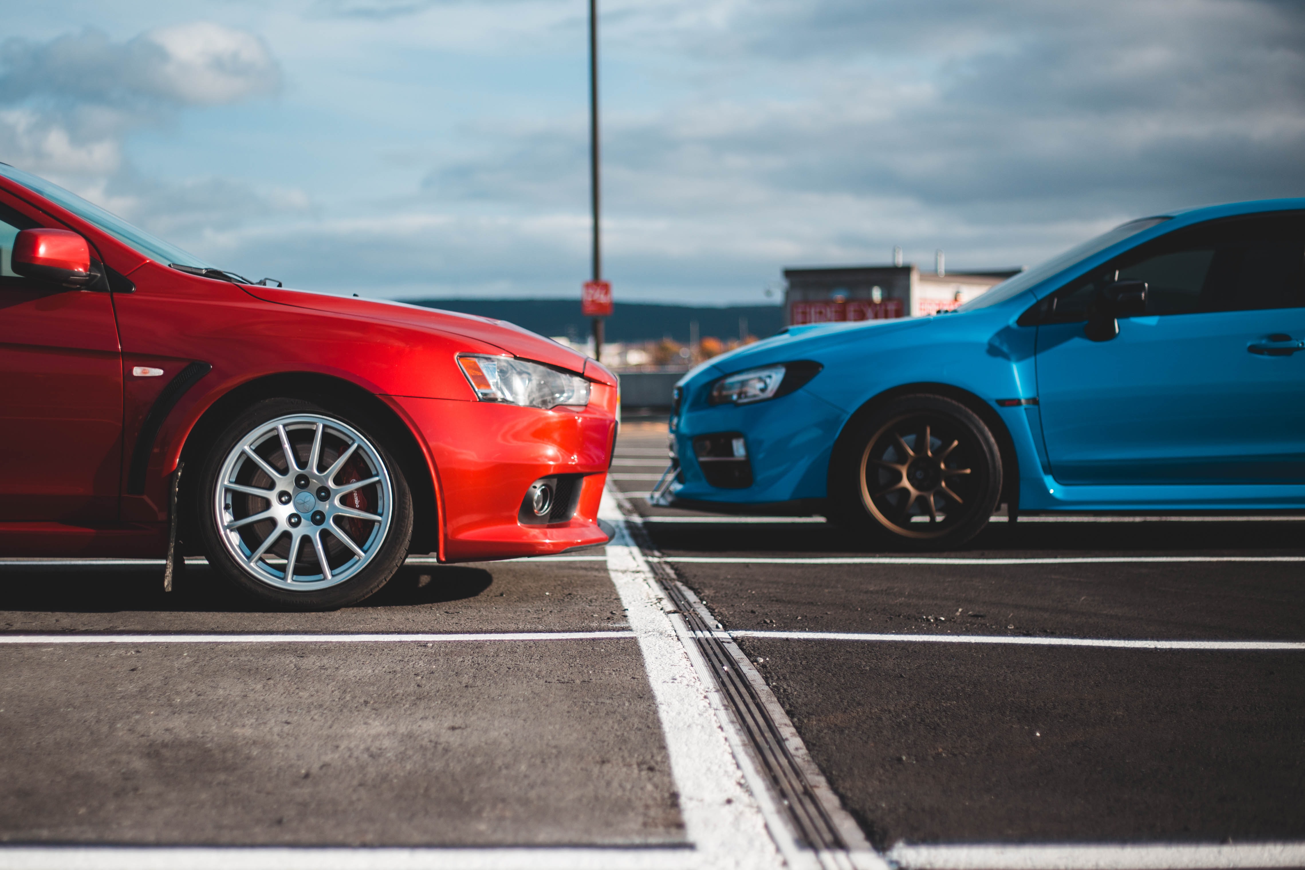 Blue and Red Car